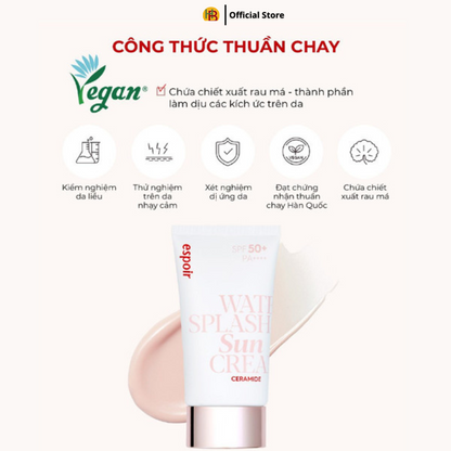 Kem Chống Nắng Dưỡng Ẩm ESPOIR WATER SPLASH SUN CREAM CERAMIDE SPF50+ PA++++