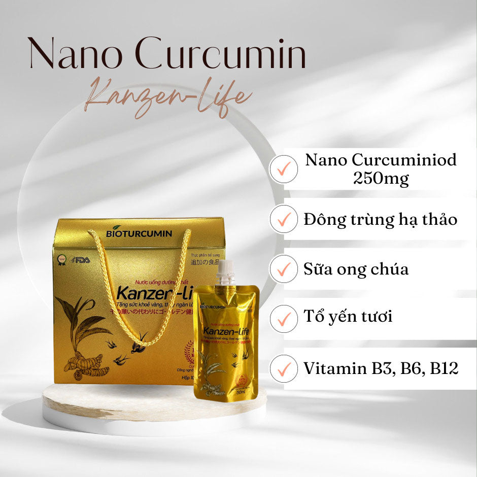 Hộp 10 Gói Nghệ Nano Curcumin 20% Kanzen Life 50ml