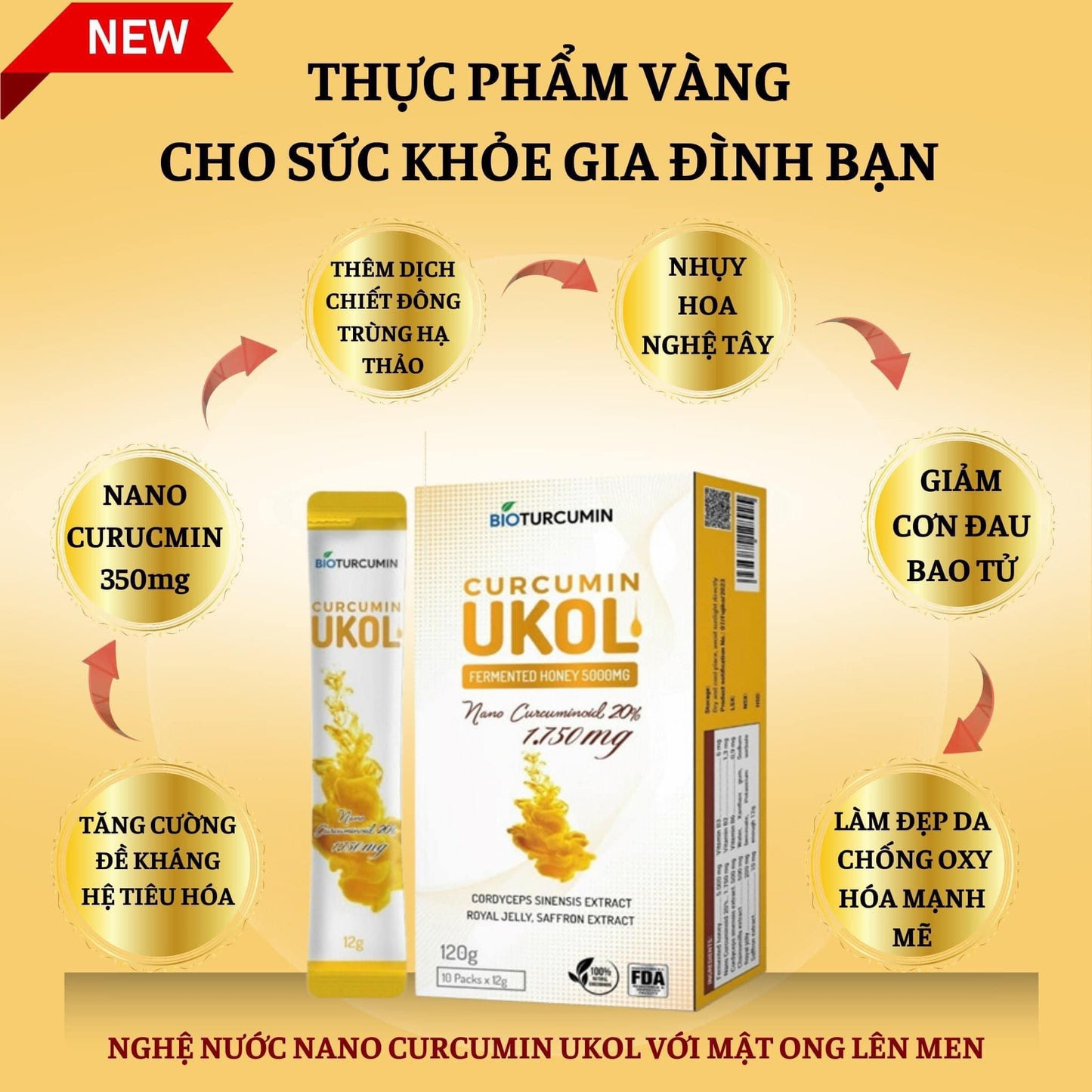 [Hộp 10 gói] Thực phẩm bổ sung CURCUMIN UKOL